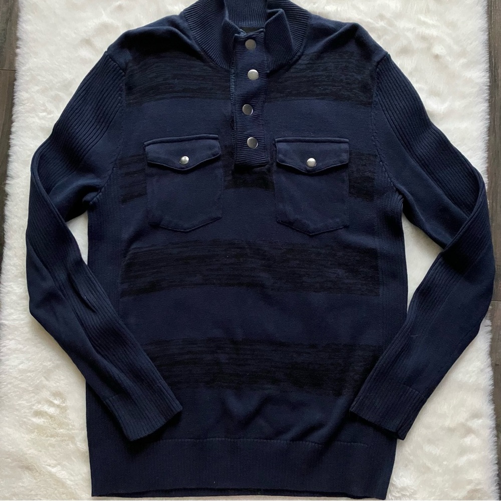 Men’s Navy & Black Striped Sweater